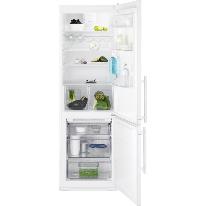 TwinTech bağımsız çift soğutma sistemli, 60cm genişlikli, No-Frost kombi buzdolabı. İçecek rafı, 5 ş