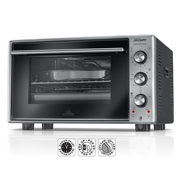 Arzum Cookart Maxi 50 Lt Çift Camlı Fırın INOX